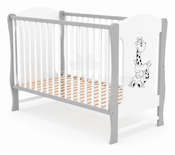 Elf Bed Zephyr Art.298041 White\Grey White Medinė kūdikio lovelė 120x60 cm
