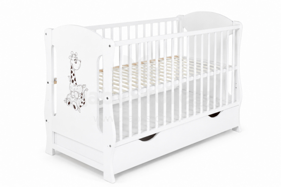 Elf Bed Zephyr Drawer Art.298058 White Medinė kūdikio lovelė su stalčiumi daiktams susidėti (120x60 cm)