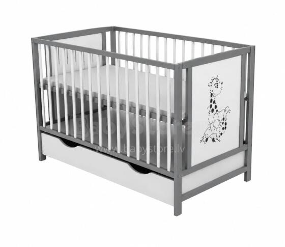 Elf Bed Bloom Drawer Art.298073 White/Grey Medinė kūdikio lovelė su stalčiumi daiktams susidėti (120x60 cm)