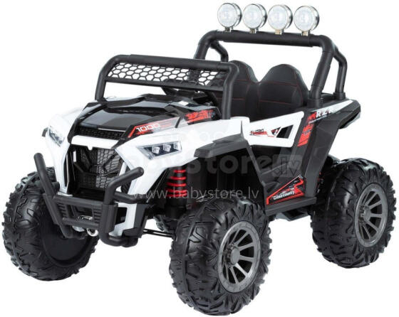 Akumuliatorinis automobilis - 12V - 4WD - odiniai sėdynės - NEL918 - MOSTER - BALTA
