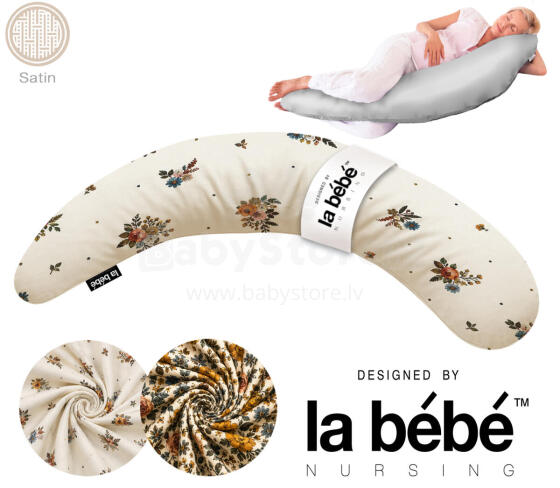 La Bebe™ Moon Satin Art.33557 Grey Reversible Extra Cotton Satin Cover for Maternity Pillow 36×185 cm
