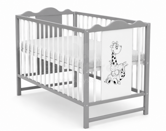 Elf Bed Petal II Art.2981412 White/Grey  Medinė kūdikio lovelė 120x60 cm