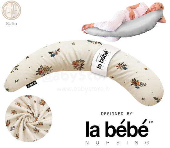 La Bebe™ Moon Satin Art.77502 Large Maternity & Nursing Pillow with Premium Polyester Ball Fiber Filling (Extra Soft, Silent & Resilient Fill) 36×195 cm
