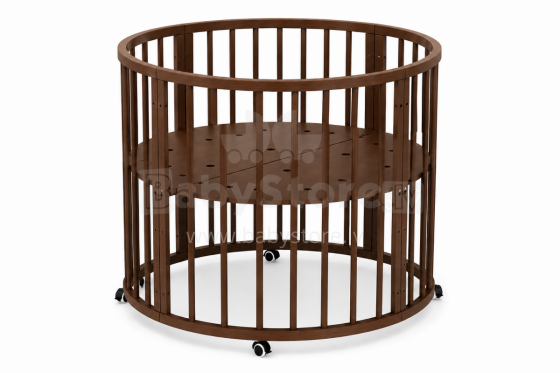 Elf Bed Crib Roundy  Art.298159 Nut Stilinga apvali medinė lovelė