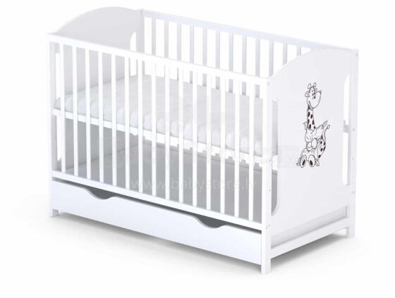 Elf Bed Meadow Drawer Art.298162 White Medinė kūdikio lovelė su stalčiumi daiktams susidėti (120x60 cm)