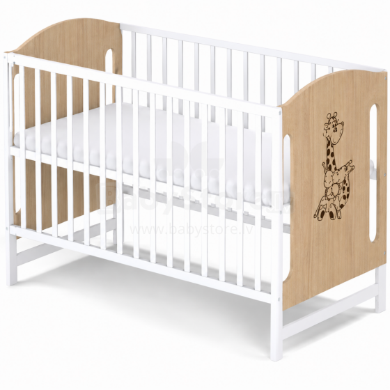 Elf Bed Meadow Art.298167 White/Natural Medinė kūdikio lovelė  (120x60 cm)