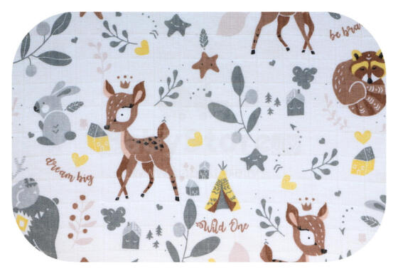 Diaper - 26926 - TETRA PRINT - EGA - LUX -  JELONEK - BROWN - size 70x80 cm