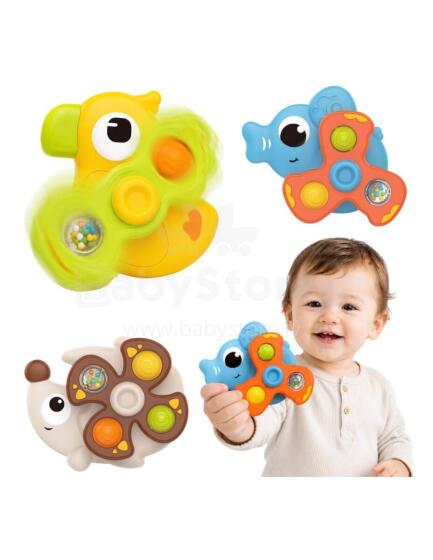 WOOPIE BABY Sukamieji sensoriniai žaislai su siurbtukais gyvūnai 3 vnt.