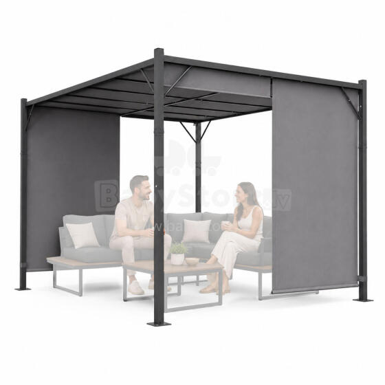 Terasinė pergola 3x4 m plieninė pavėsinė su stogu pilka MultiGarden