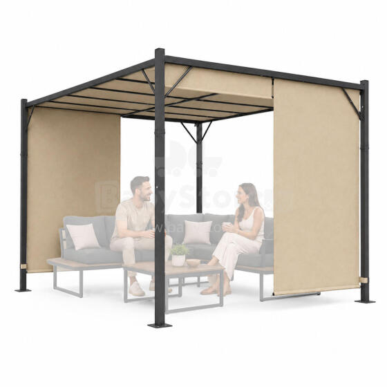Terasinė pergola 3x4 m plieninė pavėsinė su bežine danga MultiGarden
