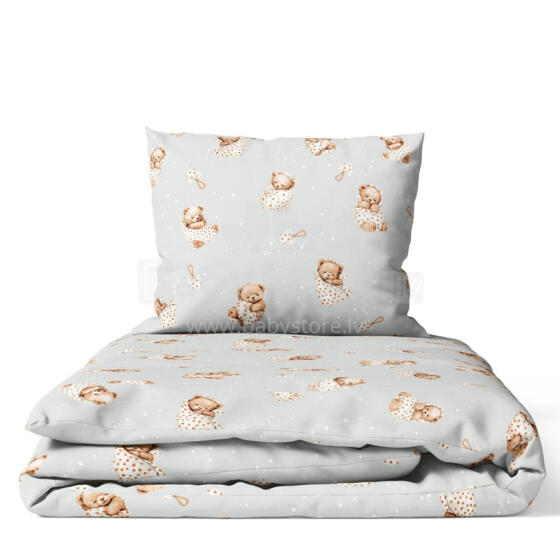 Cover set - 2 pcs - 120x90, 40x60  - BEAR iN BLANKET - GREY