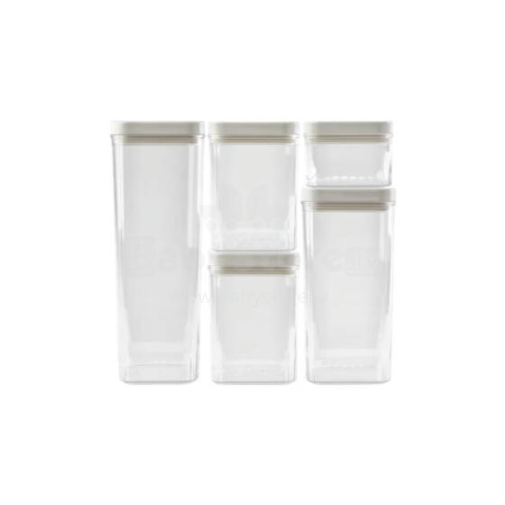 Sauso maisto laikymo konteinerių rinkinys 0,5 l + 2 x 1,2 l + 1,8 l + 2,4 l Kara skaidrus/baltas