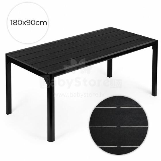 Didelis lauko stalas 8 asmenims 180x90 cm terasai sodui juodas MultiGarden