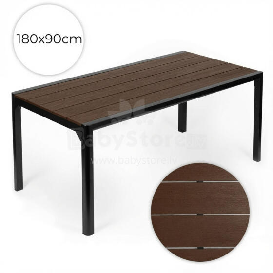 Didelis lauko stalas 8 asmenims 180x90 cm terasai sodui rudas paviršius MultiGarden