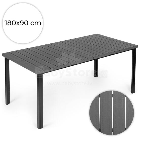 Didelis lauko stalas 8 asmenims 180x90 cm terasai sodui pilkas paviršius MultiGarden