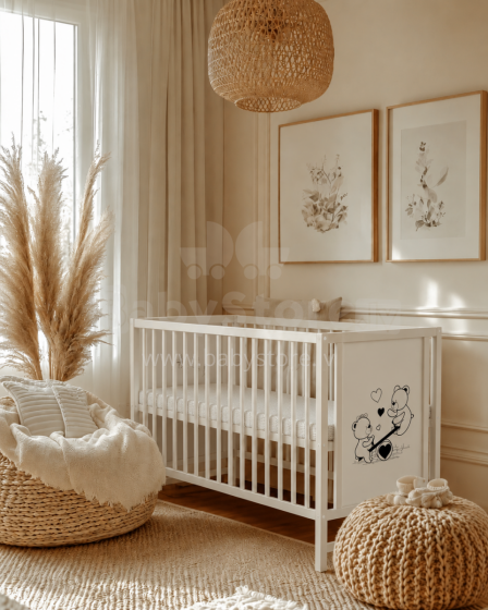Elf Bed Bloom Art.300021 Bear White Детская деревянная кроватка 120x60см