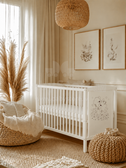 Elf Bed Bloom Art.300026 Bear White Wooden baby crib 120x60 cm