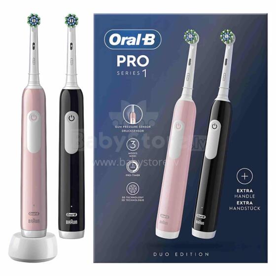 BRAUN Oral-B Pro Series 1 elektriskā zobu birste duo, rozā/melna