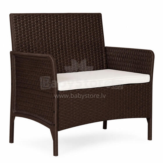 Dvivietis sodo sofa su pagalve, suolas balkonui, terasai ir sodui, rudas, MultiGarden