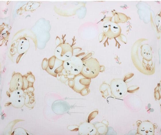 Autiņš flaneļa  ar vaskadrānu DEER &amp; Rabbit pink 50x60 cm (7488)