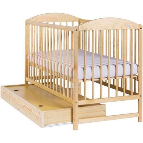 Drewex Kuba II Art.3429 Natural Детская деревянная кроватка с ящиком 120x60см