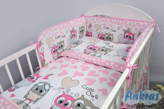 ANKRAS Art.39135 Sowa / Serca Pink Cot guard 180 cm