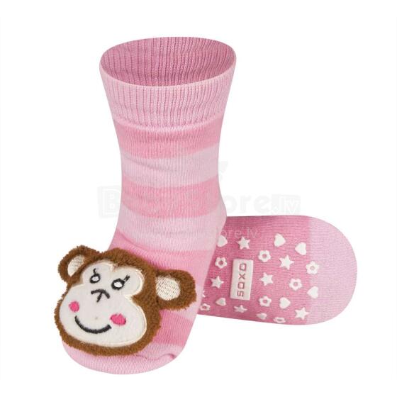 SOXO Baby Art.77980 - 2 „AntiSlip“ ABS kojinės stilingoms 3D programoms ir 0–24 m barškinimui