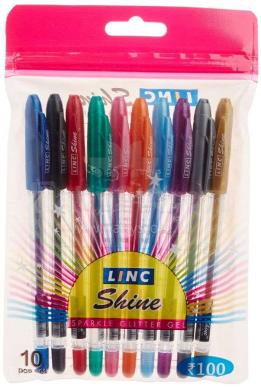 „Linc Pens“ rašiklių rinkinys, 42253 „Linc Shine Gel“ rašiklių rinkinys su 0,7 mm blizgučiais