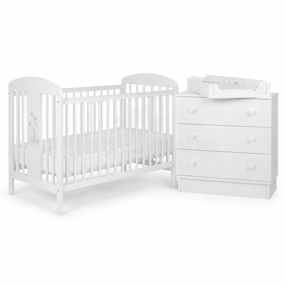 La Bebe™ Bedding Wood Set Tomi Art.43654 White  Vaikų baldų komplektas: lova ir komoda
