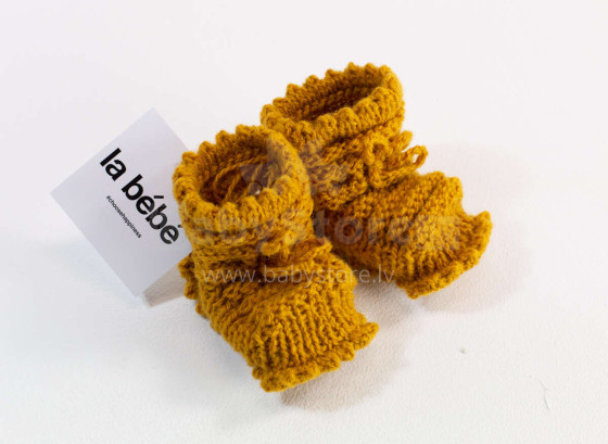 La Bebe™ Lambswool Hand Made Booties Art.44004 Натуральные пинетки/носочки для новорожденного из натуральной шерсти