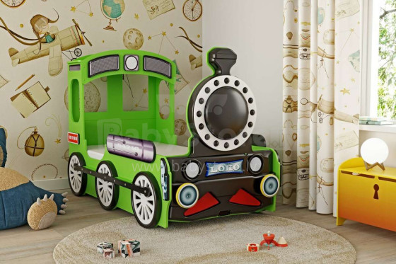 Plastiko Lokomotive Art.46819 Ergonomiška vaikų lova - Automobilis su čiužiniu 190x90 cm