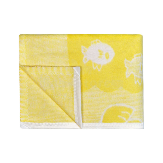 UR Kids Blanket Cotton  Art.47967 Fish Yellow Šviesiai mėlyna antklodė / antklodė vaikams 75x100cm,