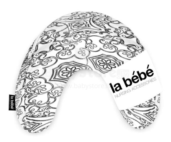 „La Bebe ™ Mimi“ slaugos medvilnės pagalvė, 49346 baltos ir juodos spalvos pasagų pagalvėlė, 19x46cm