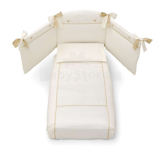 Erbesi Cuori Ivory Art.49348 Комплект изысканного детского постельного белья из 4-х частей