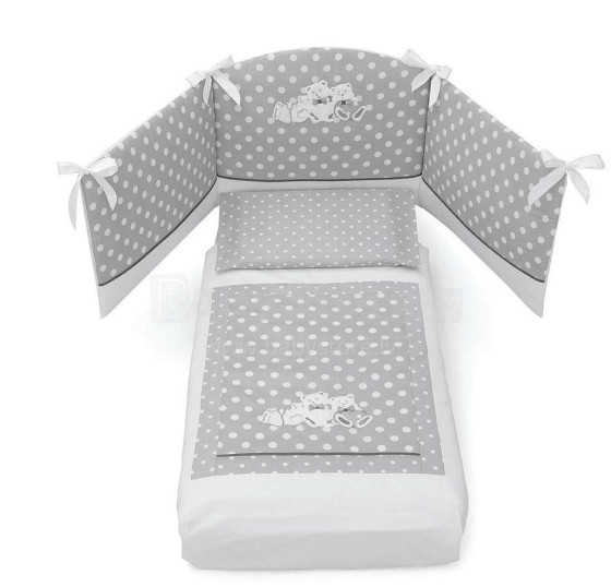Erbesi Pisoloni White/Grey Art.49356 Комплект изысканного детского постельного белья из 4-х частей