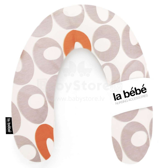 La Bebe™ Rich Cotton Nursing Maternity Pillow Art.49548 Orage&Grey circles Подковка для сна, кормления малыша 30x104 cm