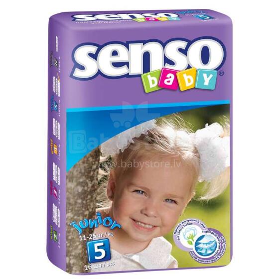 Senso Baby Junior B5 Art.49786 sauskelnės 5 dydis, 11-25 kg, 16 vnt.