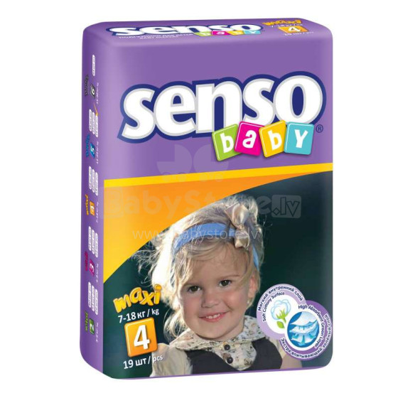 Senso Baby Maxi B4 Art.49787 Подгузники для детей 4 размер,7-18кг,19 шт.