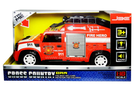 Cross Country Car Art.Q2441 Fire Hero Ugunsdzēsēju mašīna ar gaismas un skaņas efektiem