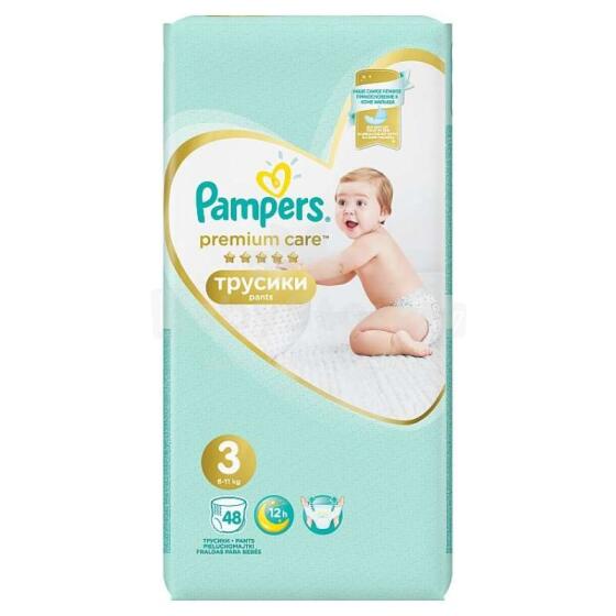 „Pampers“ kelnės „Premium Care“ Art.P04H024 Vaikiškos kelnaitės S3 dydis nuo 6-11kg, 48vnt.