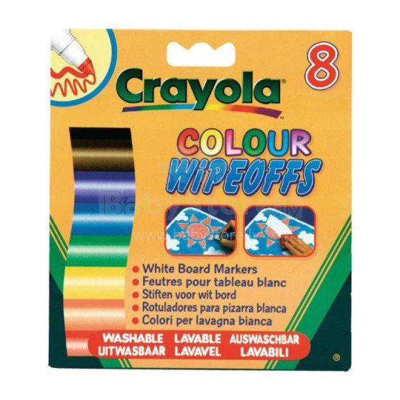 Crayola Art.8223 Izmazgājamie flomasteri tāfelei, 8 gb.