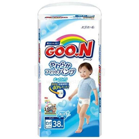 Goo.N (Гун)Трусики XL 38 шт. для новорожденных - экологические трусики для мальчиков (от 12 до 20 кг)