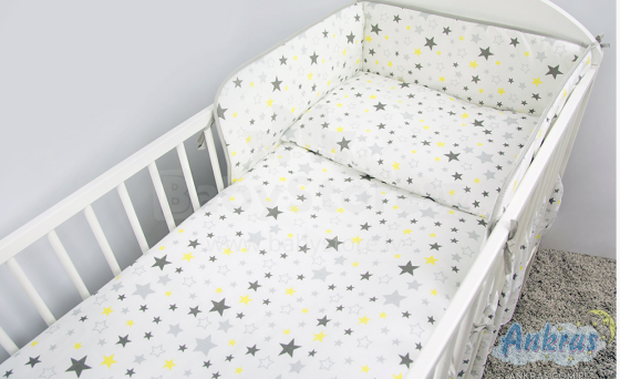Ankras STARS Grey Art. STA000004 K-3 Bērnu gultas veļas komplekts no 3-m daļām (120x90/40x60/180)