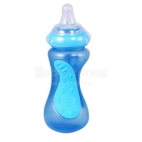 „Nuby“ menas. 1208 mėlynas butelis su minkštais šiaudais-Sport 300 ml