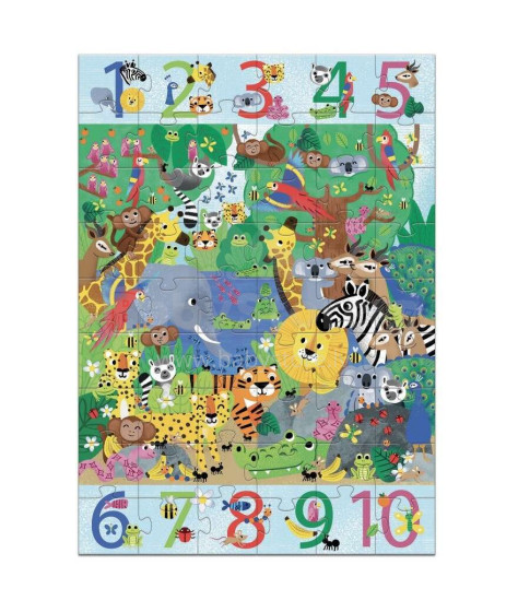 Djeco Puzzle Geant Art.DJ07148 Lielizmēra puzle –no 1 līdz 10 Džungļi (54 gab.)