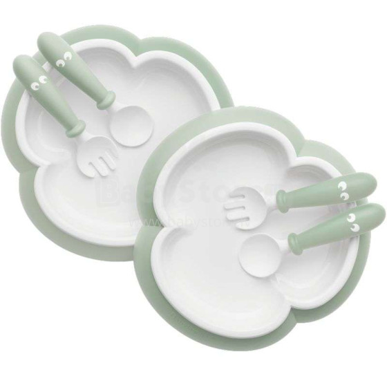 Babybjorn Plate&Spoon Art.074061 Powder Green Комплект столовых принадлежностей (2 тарелки + 2 ложки)