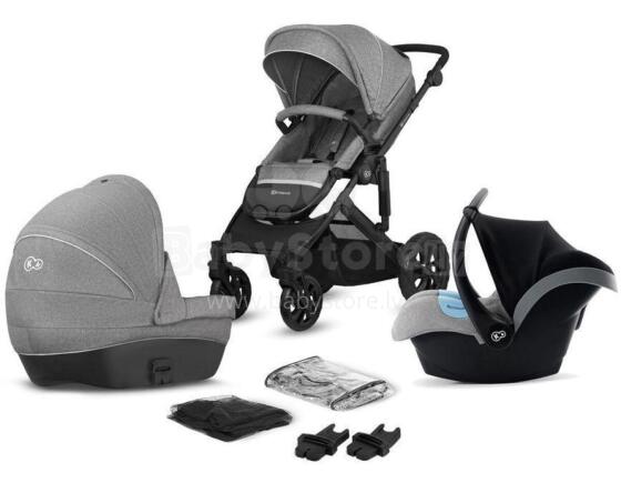 „KinderKraft Prime Lite“ pilkas 3 in1 gaminys. KKKWPRLIGRY3000 universalus vežimėlis 3 in1