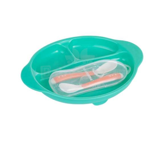 Cleva Mama Art. 3008 Suction Feeding Plate - with Travel Cutlery