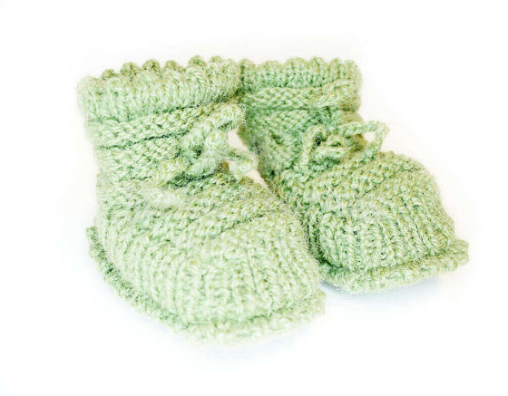 La Bebe™ Lambswool Hand Made Booties Art.70838 Green Натуральные пинетки/носочки для новорожденного из натуральной шерсти