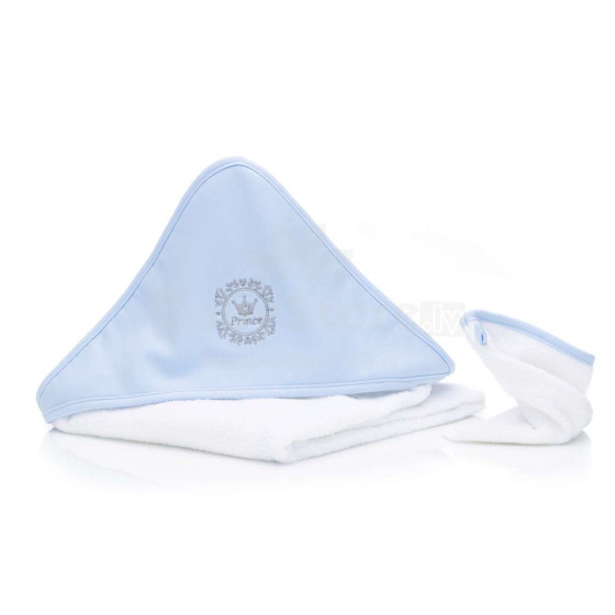 Fillikid Prince Towel Art.1030-011  Детский комплект для ванной махровое Полотенце с капюшоном 100х100 см  + рукавичка для мытья